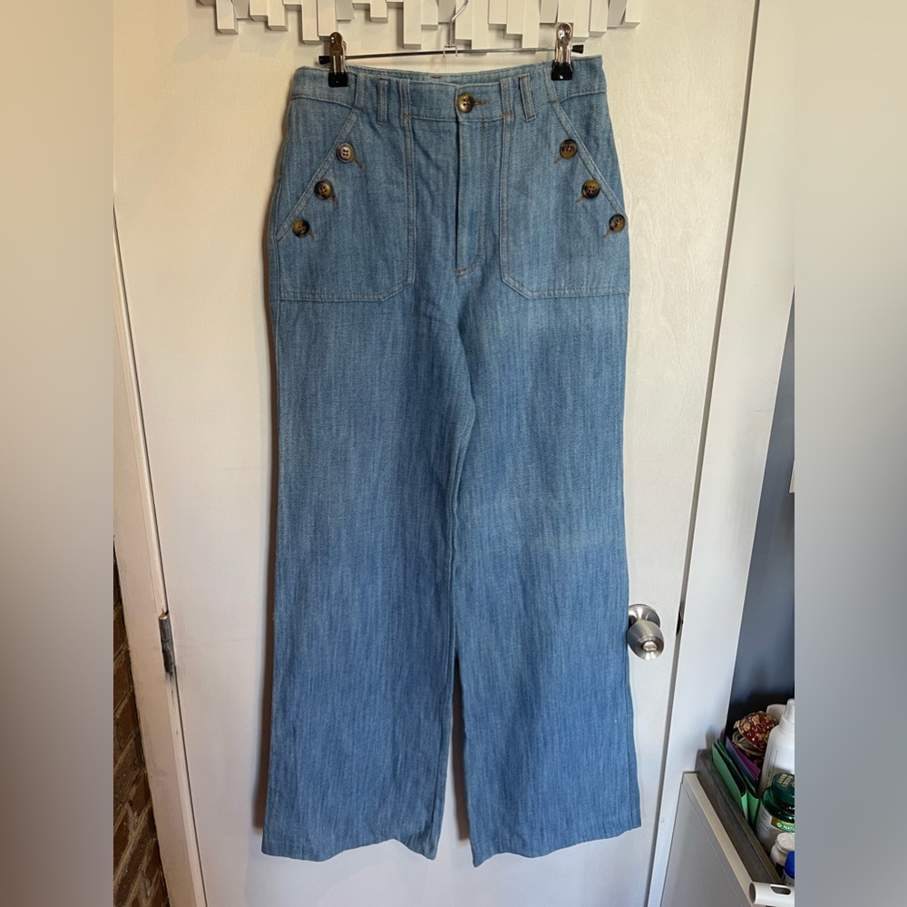 ZARA high waisted sailor button wide leg flare jeans